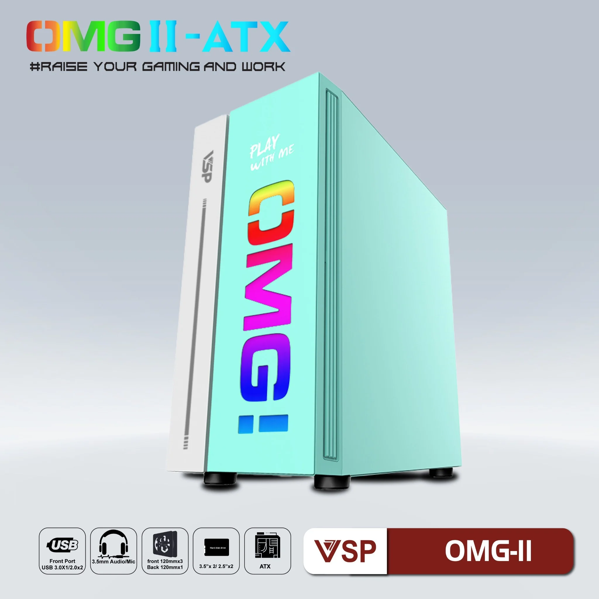 Case VSP LED Gaming OMG-II ATX – Blue